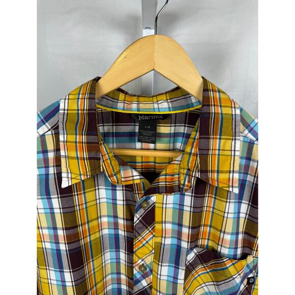 Marmot Men's Short Sleeve Button Front Plaid Shirt Size Large - Picture 3 of 5